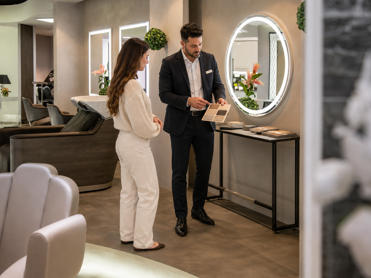 Premium-Friseureinrichtung in der Ausstellung